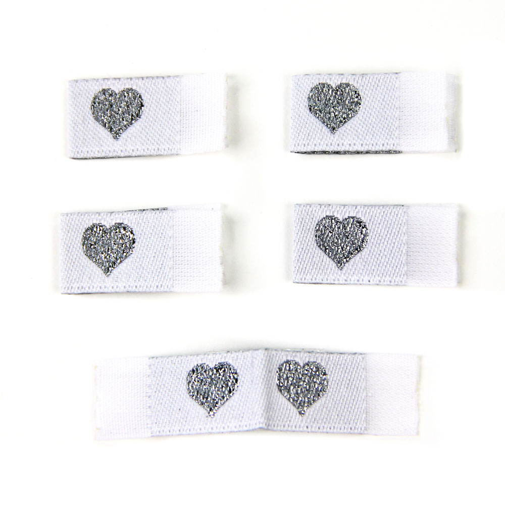 Textiletiketten mit Herz - mit Taft, Webetiketten