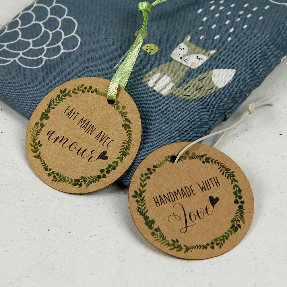 Kraft paper  -  Hang tag "HANDMADE WITH LOVE"