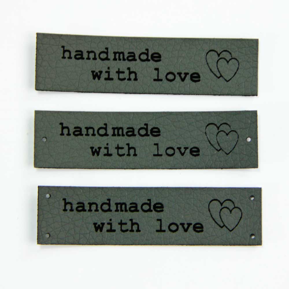 Artificial leather labels "handmade with love"