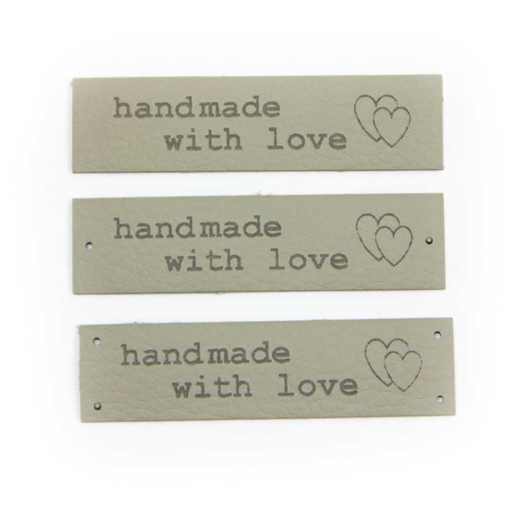 Artificial leather labels "handmade with love"