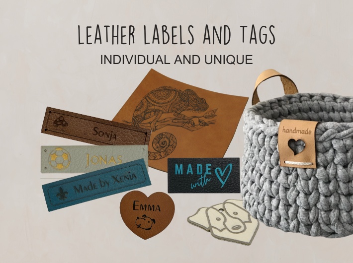 Etiketten aus Kunstleder