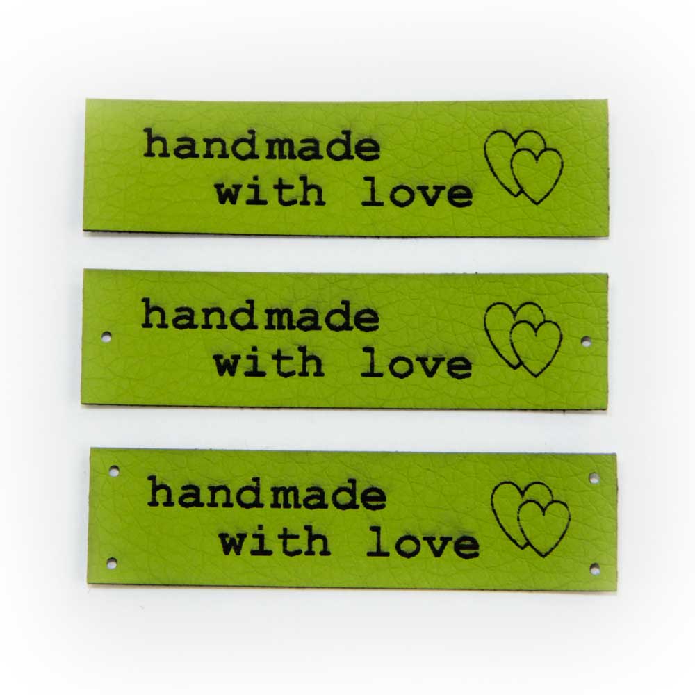 Artificial leather labels "handmade with love"