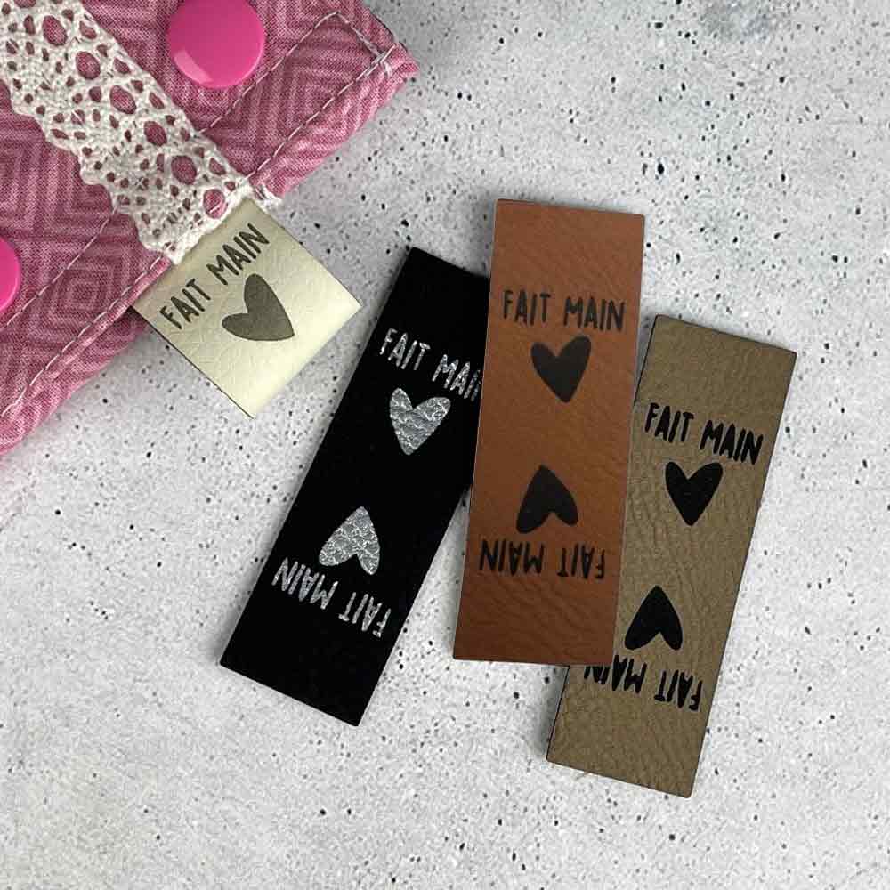 Premium artificial leather labels "FAIT MAIN"
