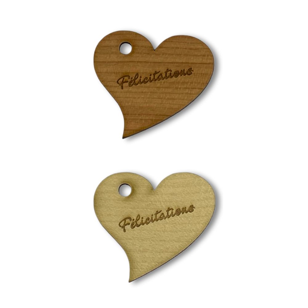  Wooden pendant "congratulations" curved heart