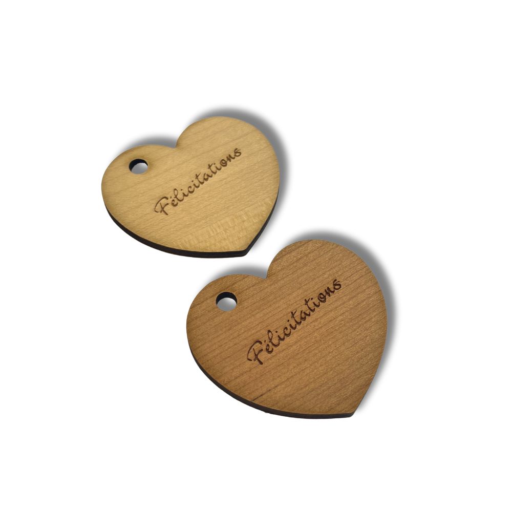  Wooden pendant "congratulations" curved heart
