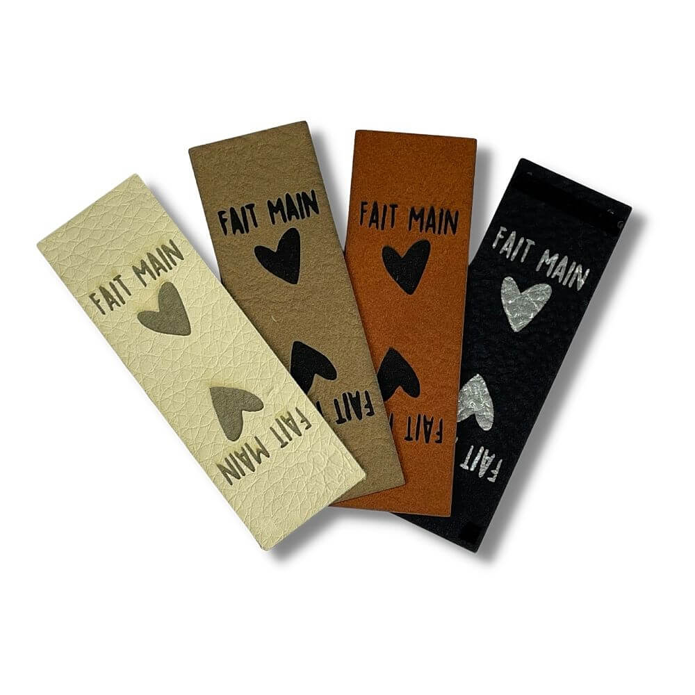Premium artificial leather labels "FAIT MAIN"
