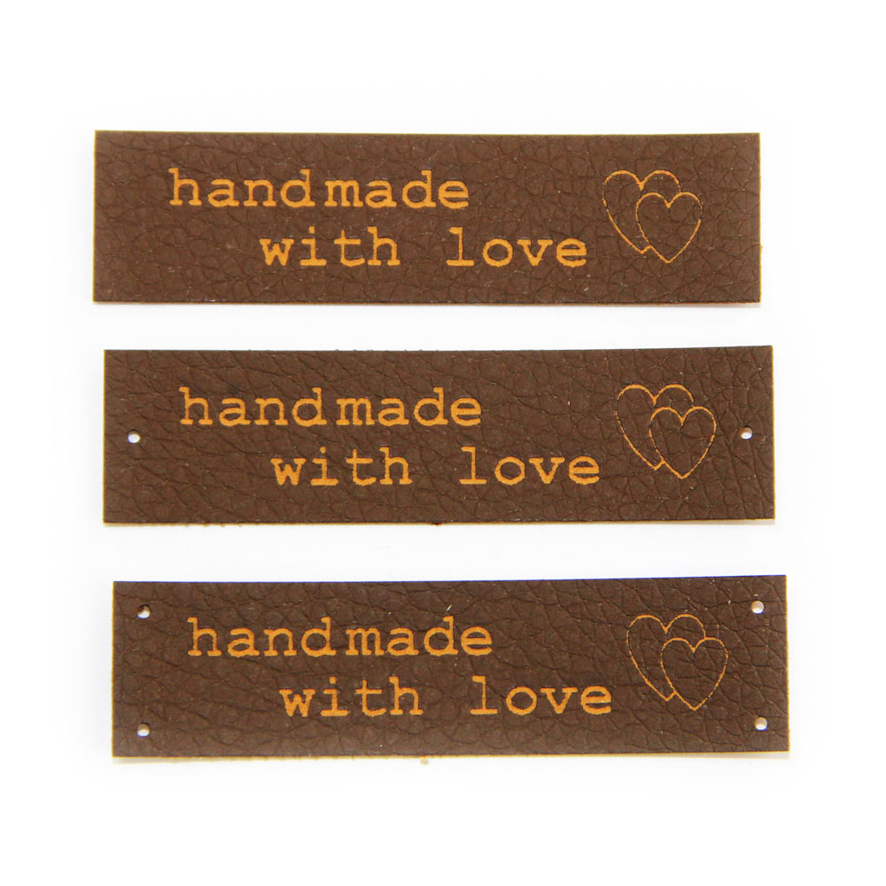 Artificial leather labels "handmade with love"