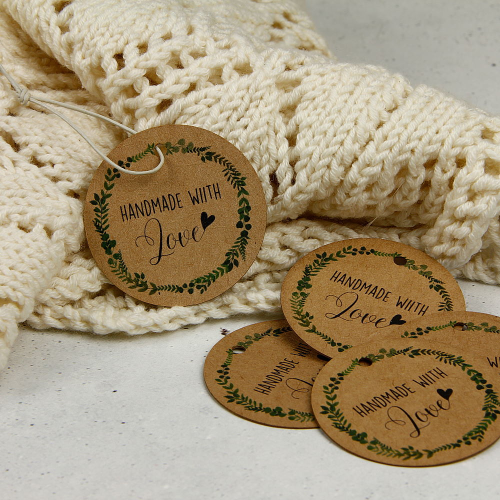 Kraft paper  -  Hang tag "HANDMADE WITH LOVE"