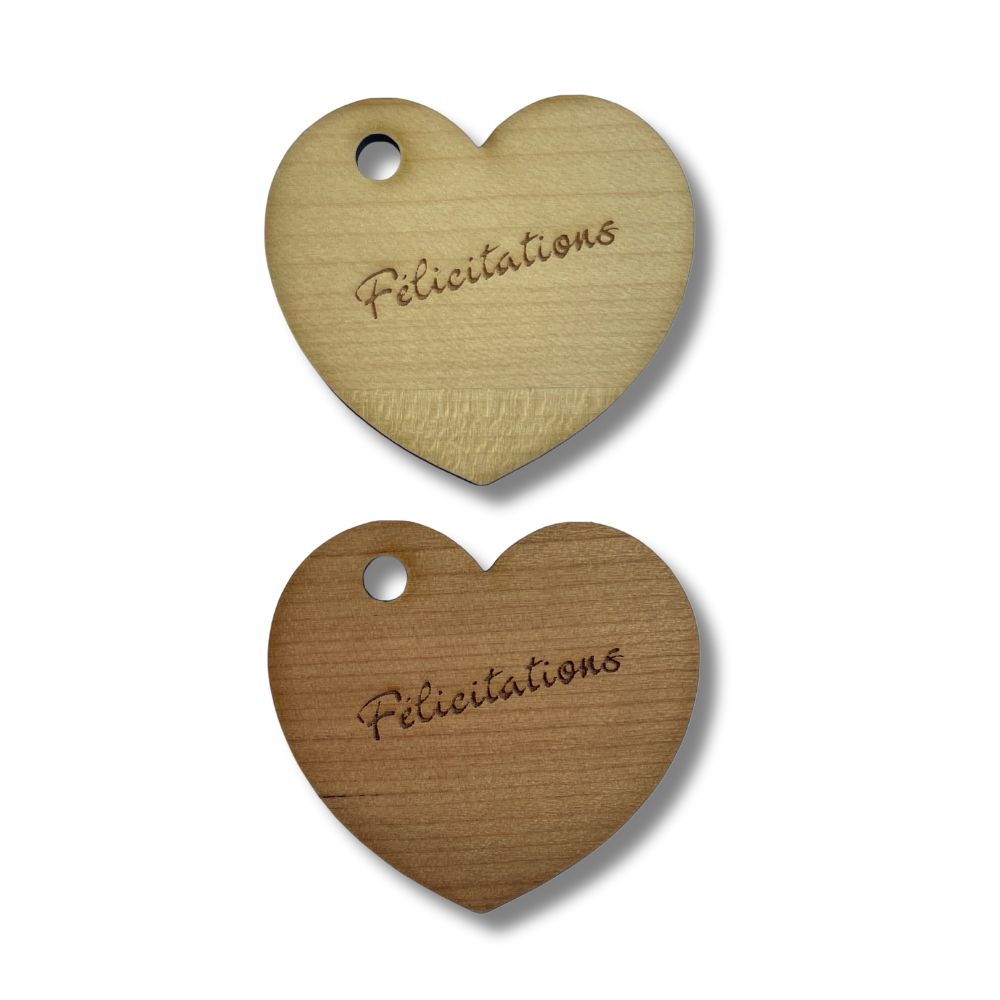  Wooden pendant "congratulations" curved heart