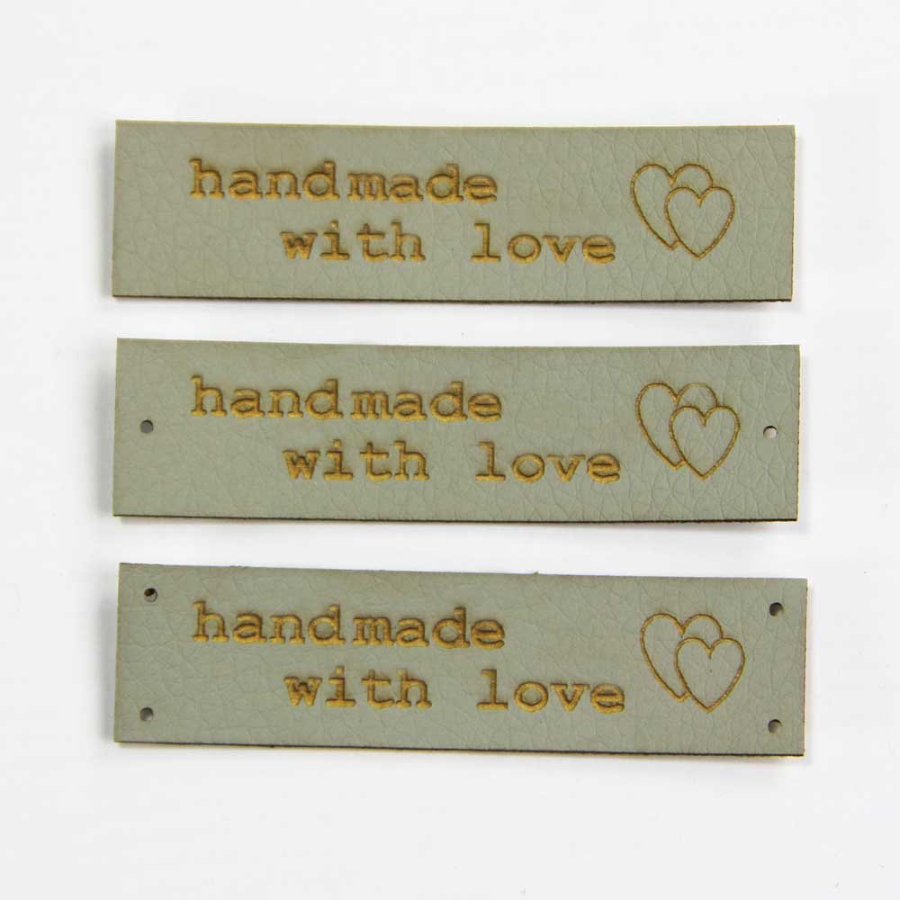 Artificial leather labels "handmade with love"