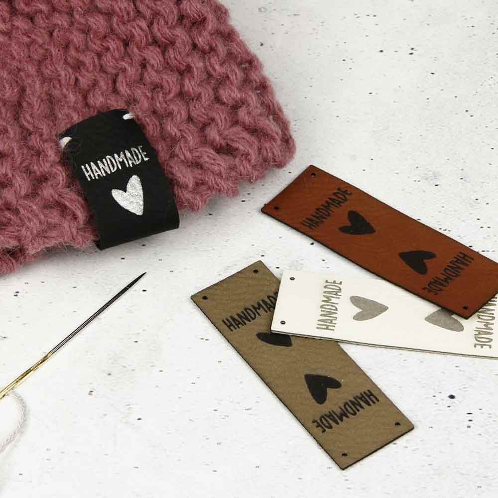 Premium artificial leather labels "handmade"