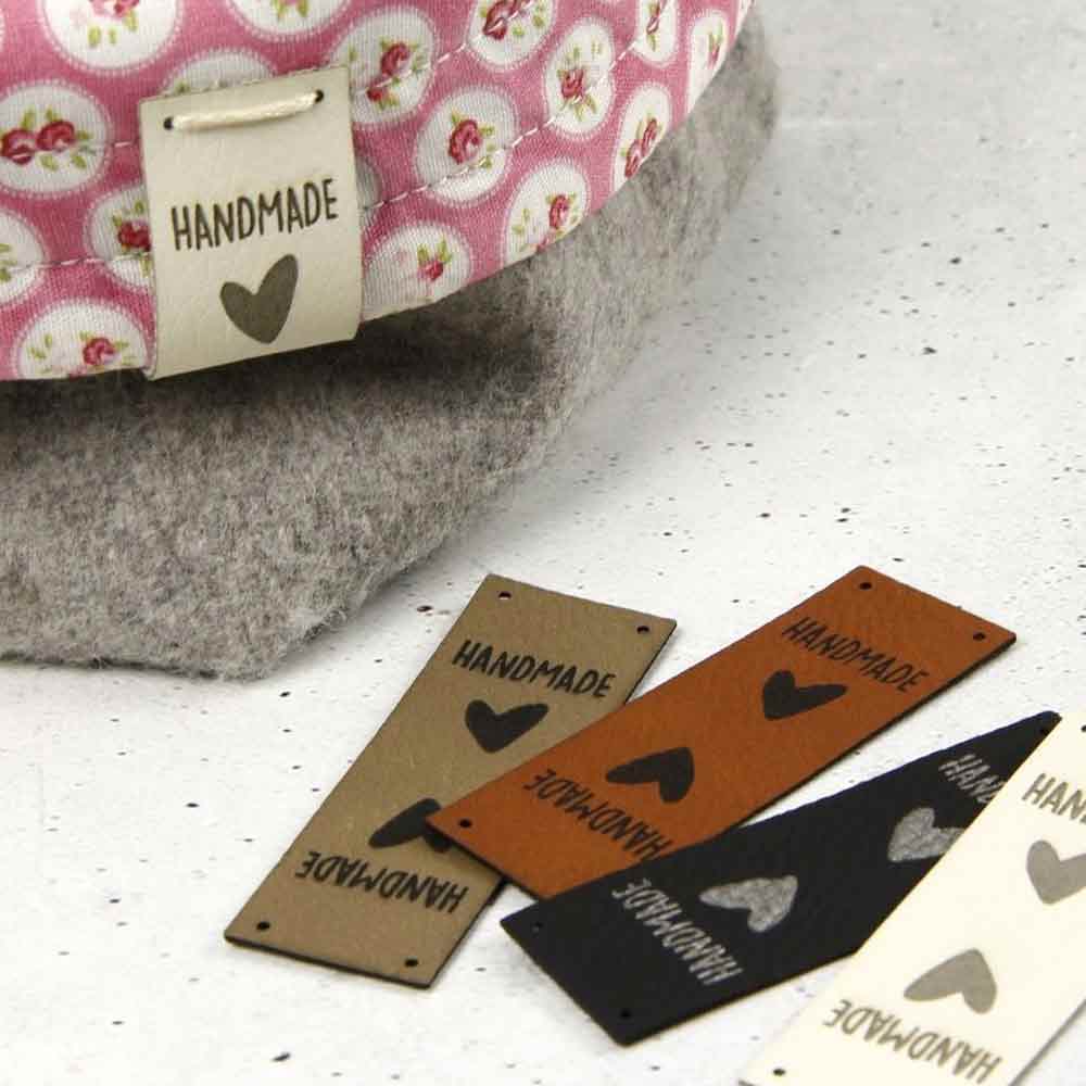 Premium artificial leather labels "handmade"