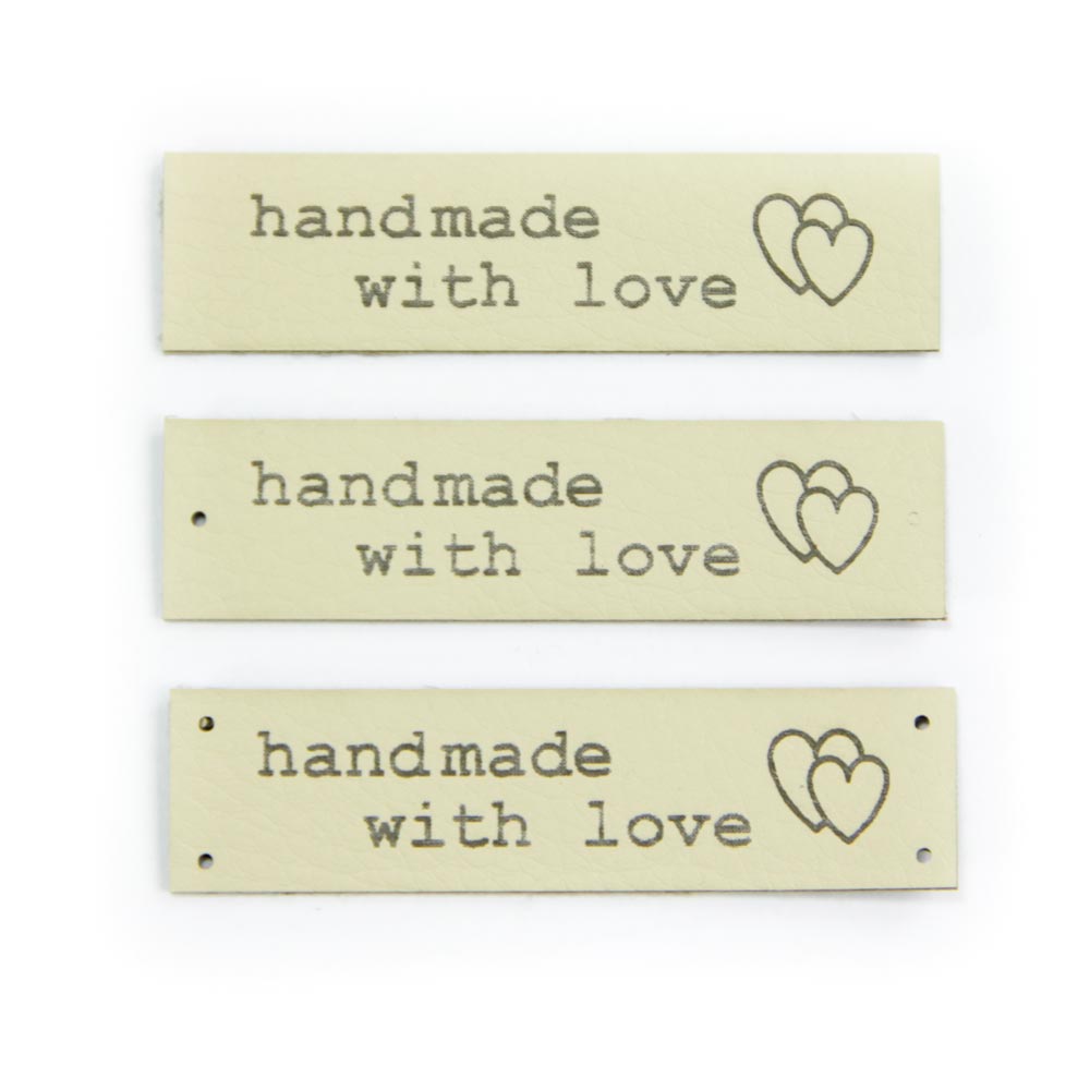 Artificial leather labels "handmade with love"