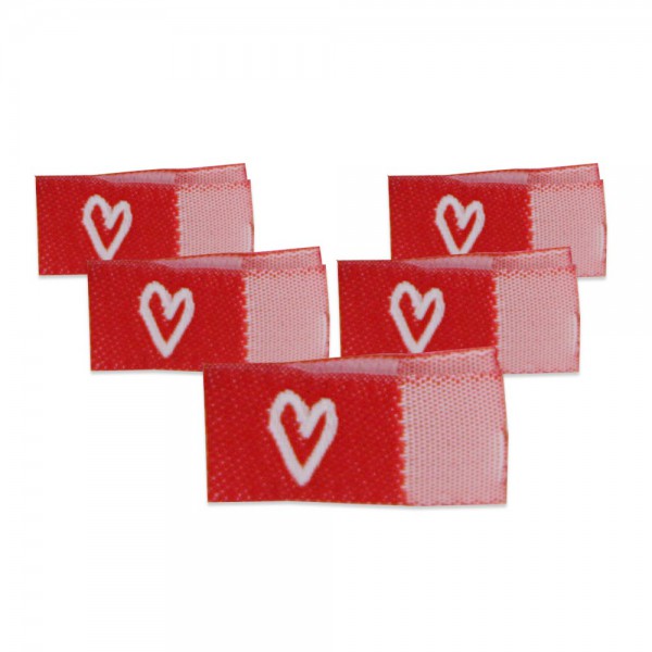 Fix&Fertig - Étiquette textile avec un cœur rouge/blanc avec taffetas 2
