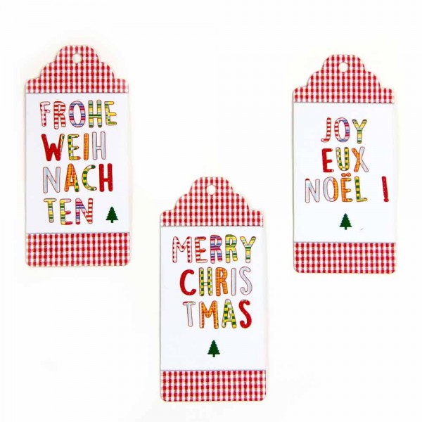 Hang tag "Merry Christmas" checkered